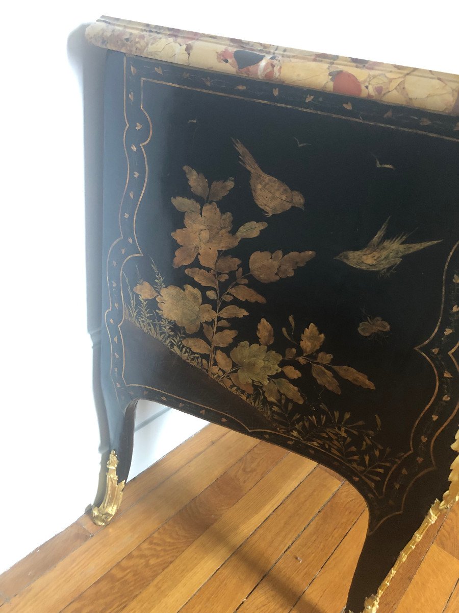 Commode en laque de Chine d'époque Louis XV estampillée CRIAERD-photo-3