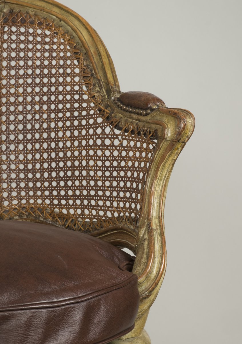 Grand Fauteuil De Bureau à assise tournante d'époque Louis XV-photo-8