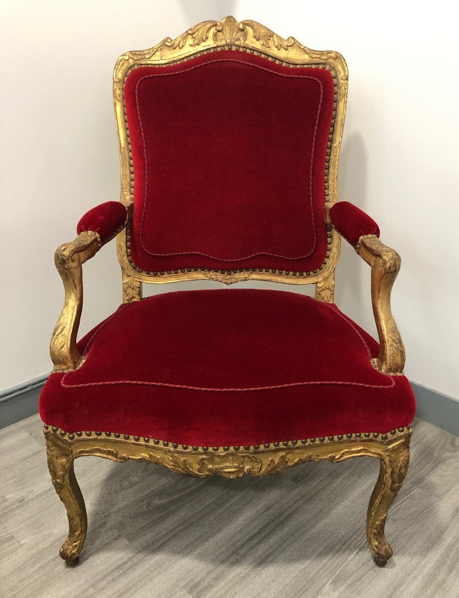 Suite de quatre grands fauteuils d’époque Régence-photo-4