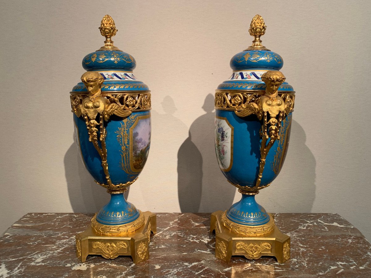 Pair Of Large Bronze Mounted Vases-photo-4