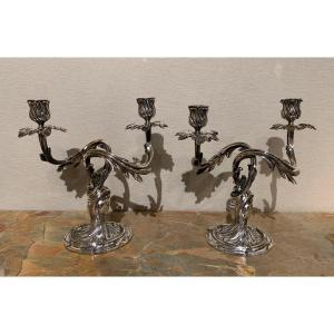 Pair Of Christofle Candelabras