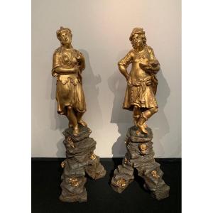 Paire Statues Gênes XVIIIe Siècle