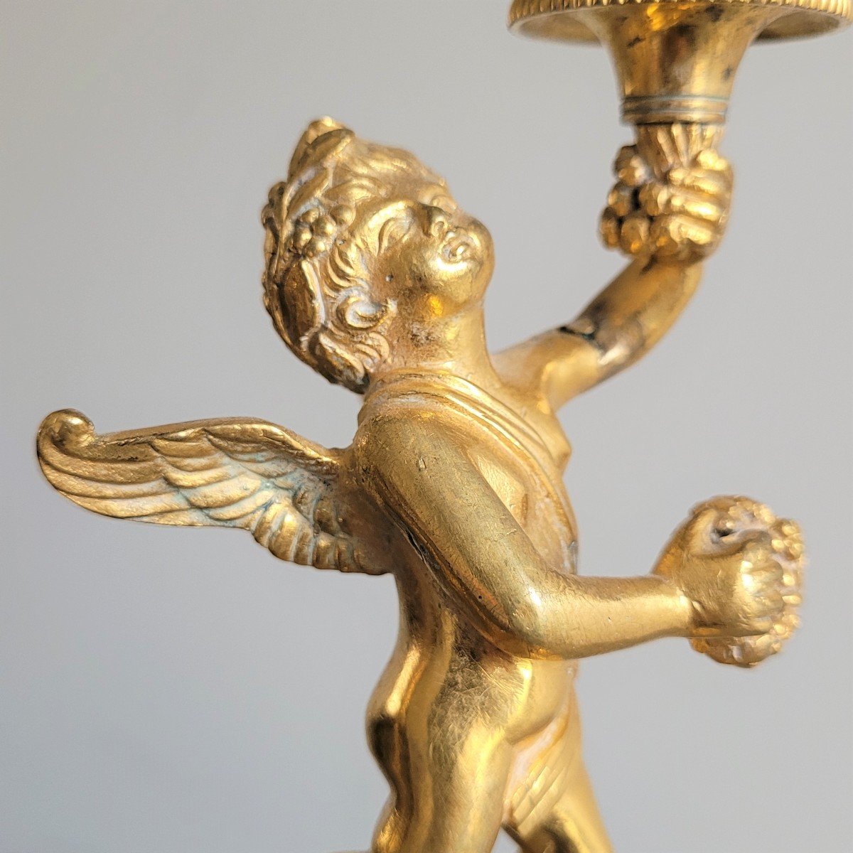 Pair Of Candlesticks With Cherubs, Restoration Period.-photo-4