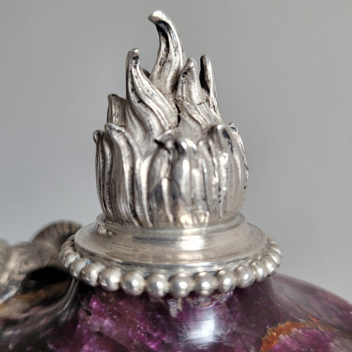 Pair Of Fire Pots In Blue John, Silver Mount. Late 18th Century.-photo-1