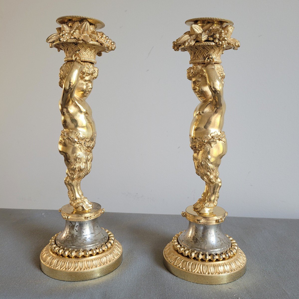 Pair Of Faun Torches. Early 19th Century.-photo-2