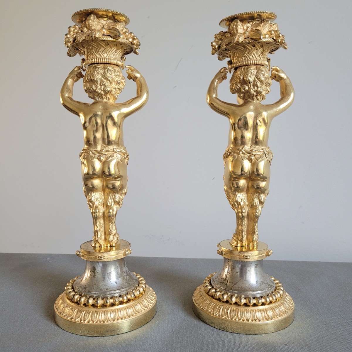 Pair Of Faun Torches. Early 19th Century.-photo-3