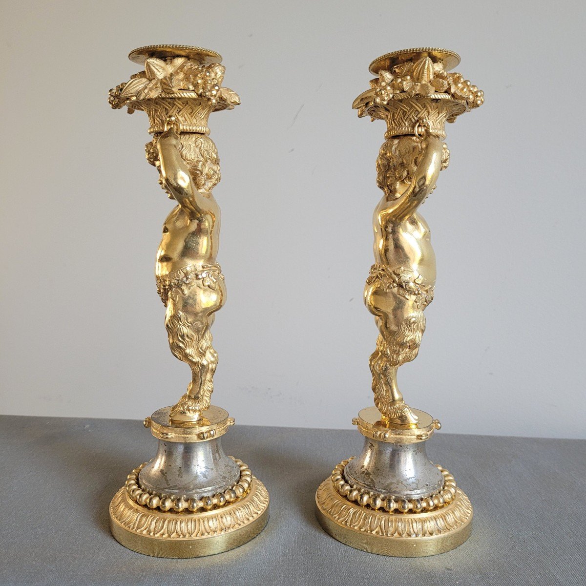 Pair Of Faun Torches. Early 19th Century.-photo-4
