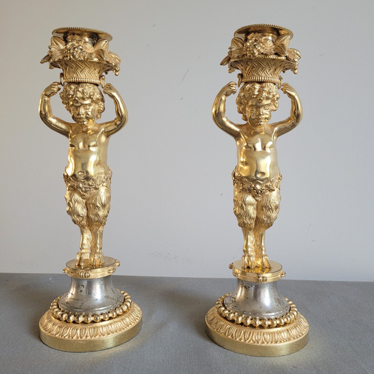Pair Of Faun Torches. Early 19th Century.