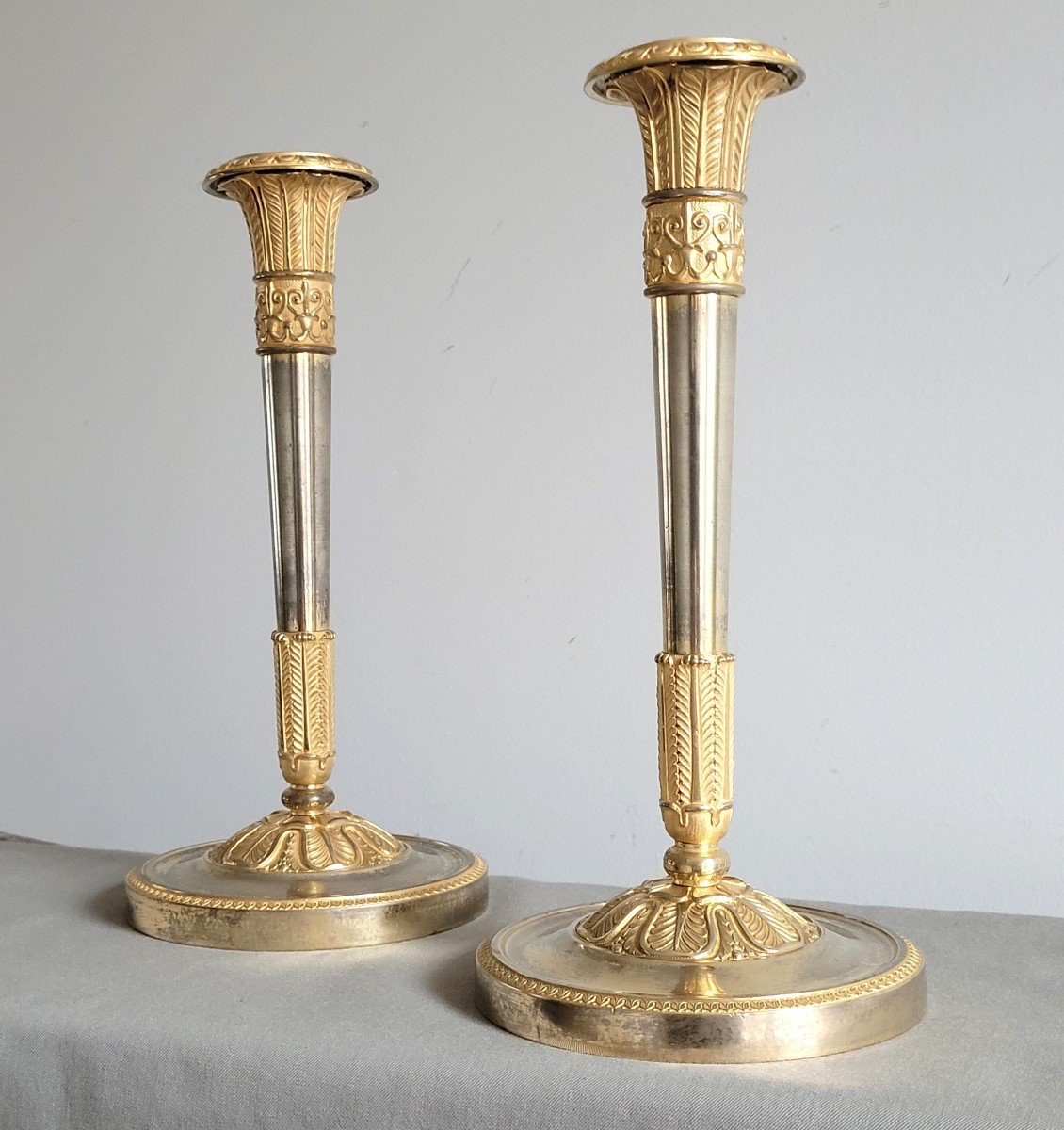 Pair Of Quiver Candlesticks, Empire Period.