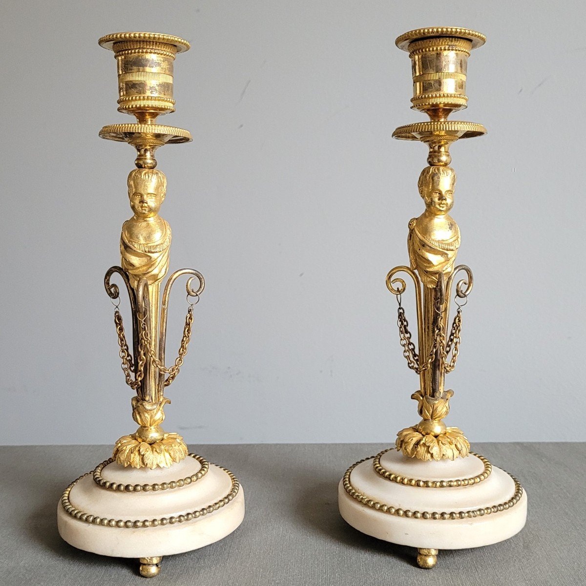 Paire De Flambeaux d'Epoque Louis XVI.-photo-2