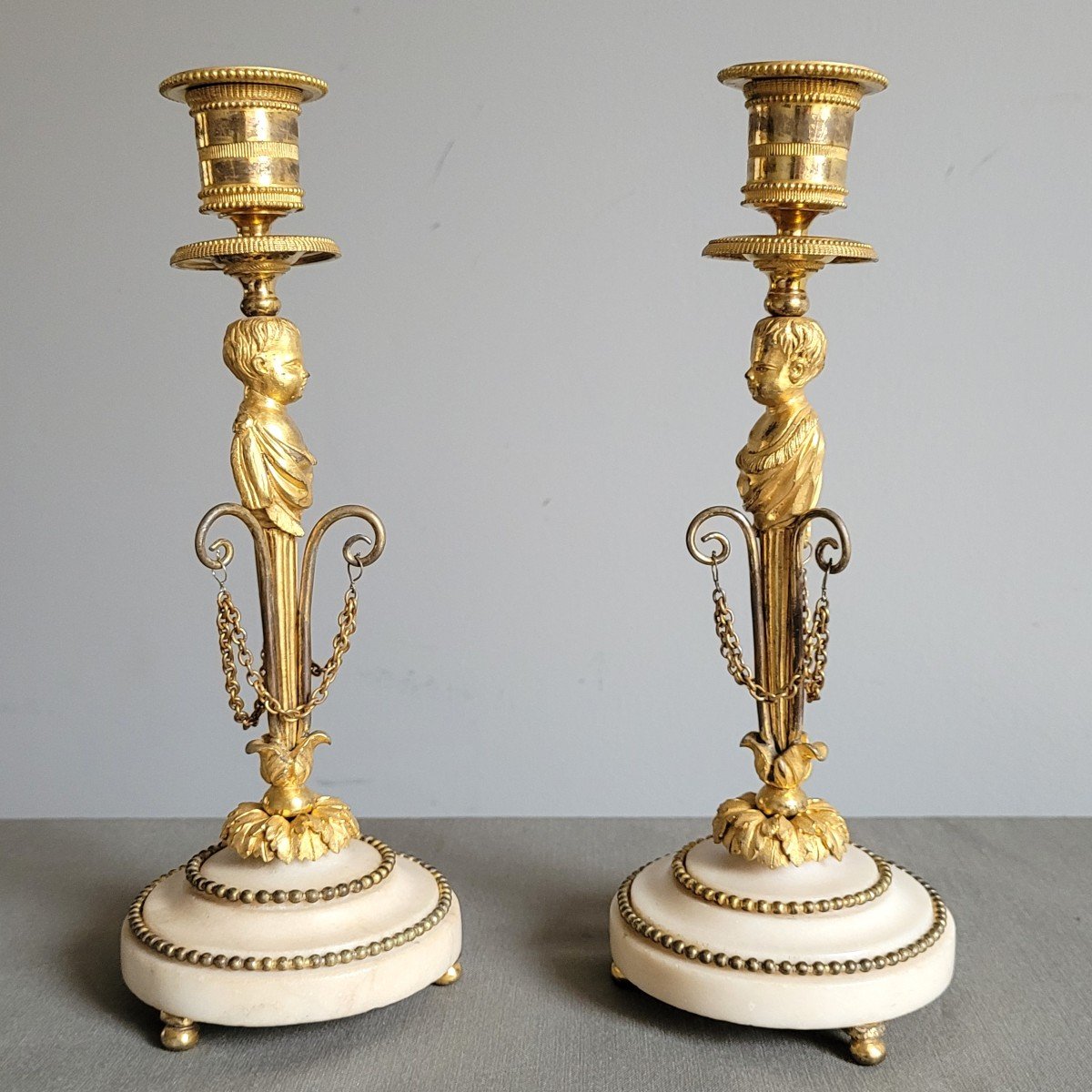 Paire De Flambeaux d'Epoque Louis XVI.-photo-3