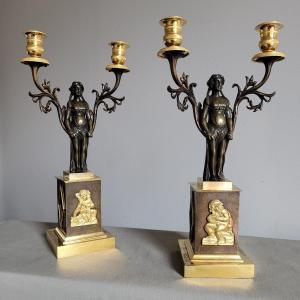 Pair Of Directoire Period Candelabra.