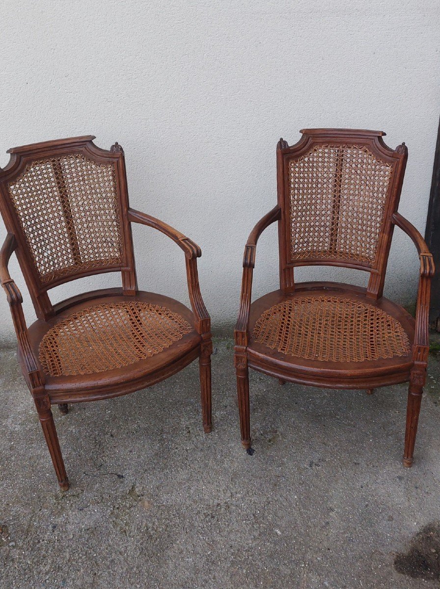 Pair Of Cannes Armchairs From The Louis XVI Period-photo-2