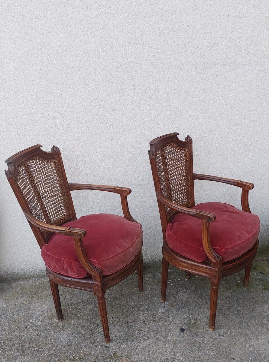 Pair Of Cannes Armchairs From The Louis XVI Period-photo-2