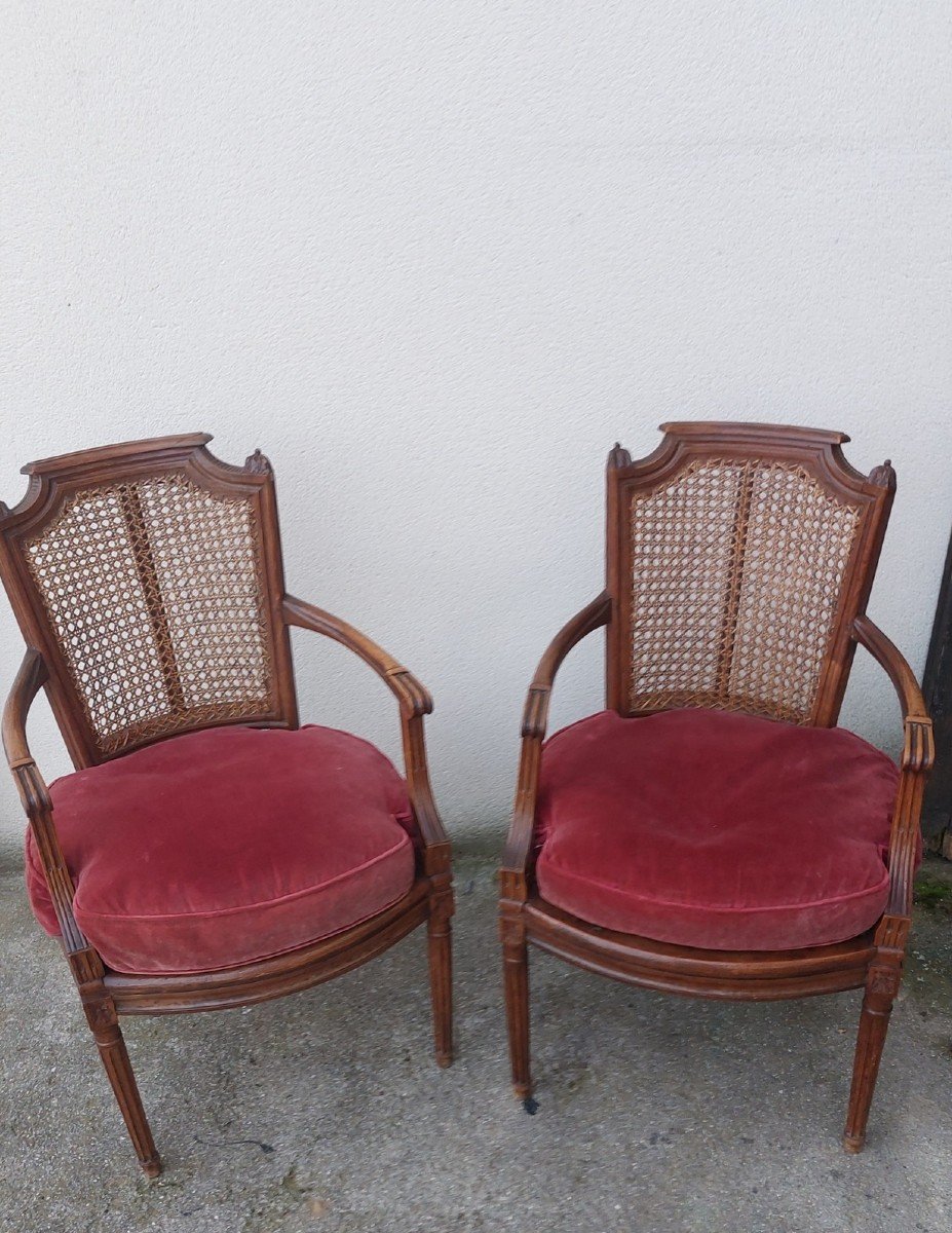 Pair Of Cannes Armchairs From The Louis XVI Period-photo-5