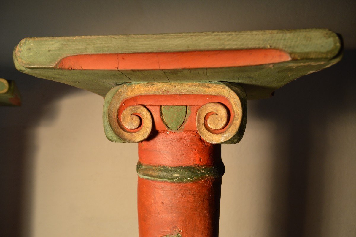 Pair Of Wooden And Stucco Columns Late 19th Century-photo-3