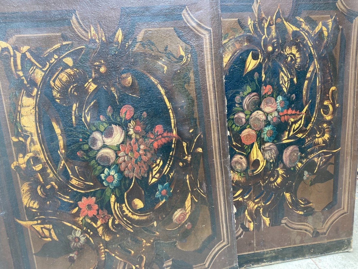 Pair Of Italian Painted Canvases