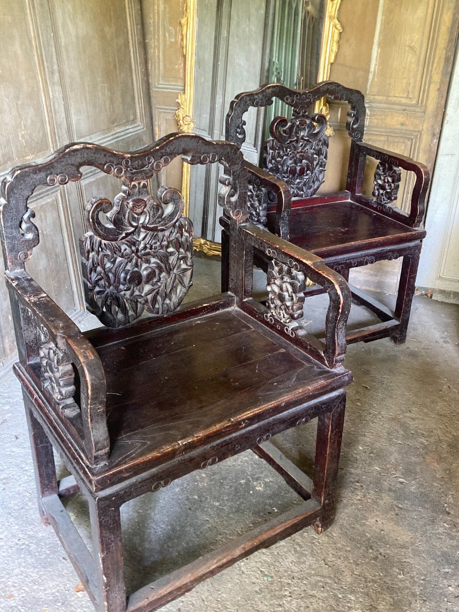 Paire De Fauteuils Chinois 19ème