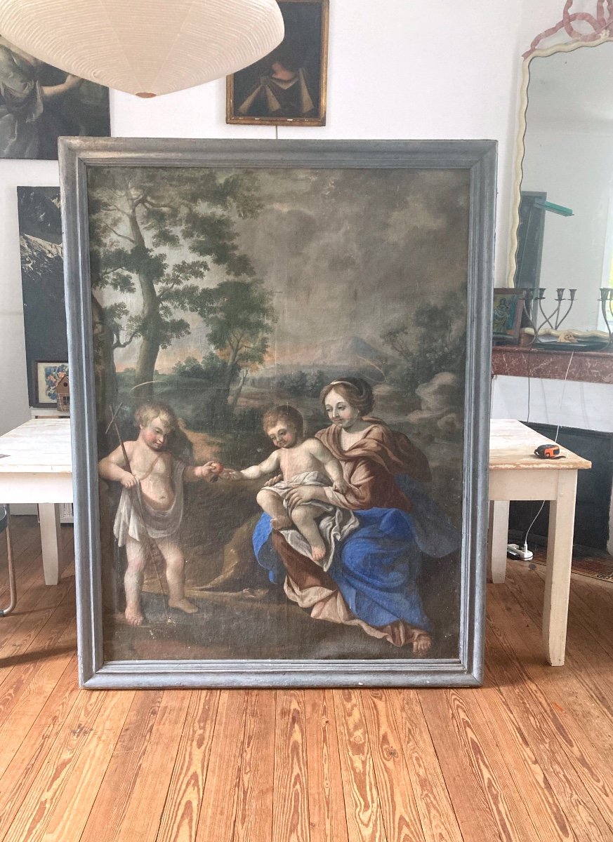 Large Decorative Painting End Of 17th Century-photo-3