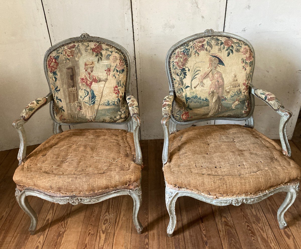 Pair Of Louis XV Armchairs From The 18th Century