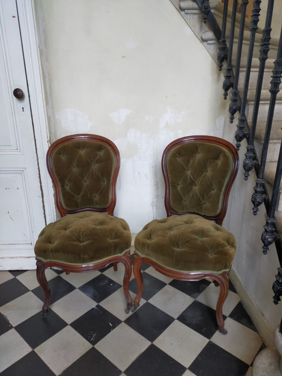 Pair Of Napoleon 3 Padded Chairs-photo-2