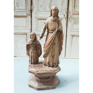 Wooden Statues Of Joseph And The Child Jesus XVIIth Century