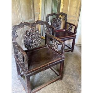 Pair Of 19th Chinese Armchairs