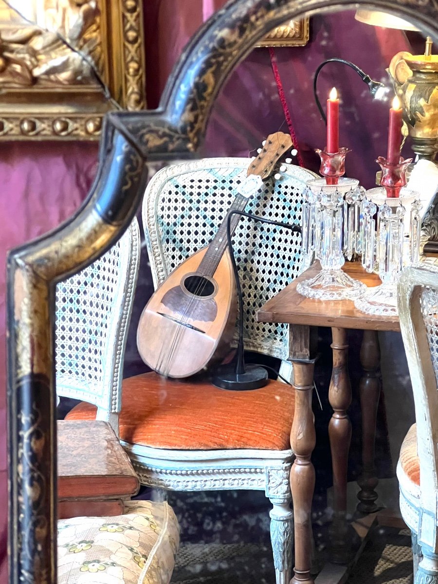 Louis XV Period Toilet Mirror, Lacquered And Gilded Eighteenth-photo-2