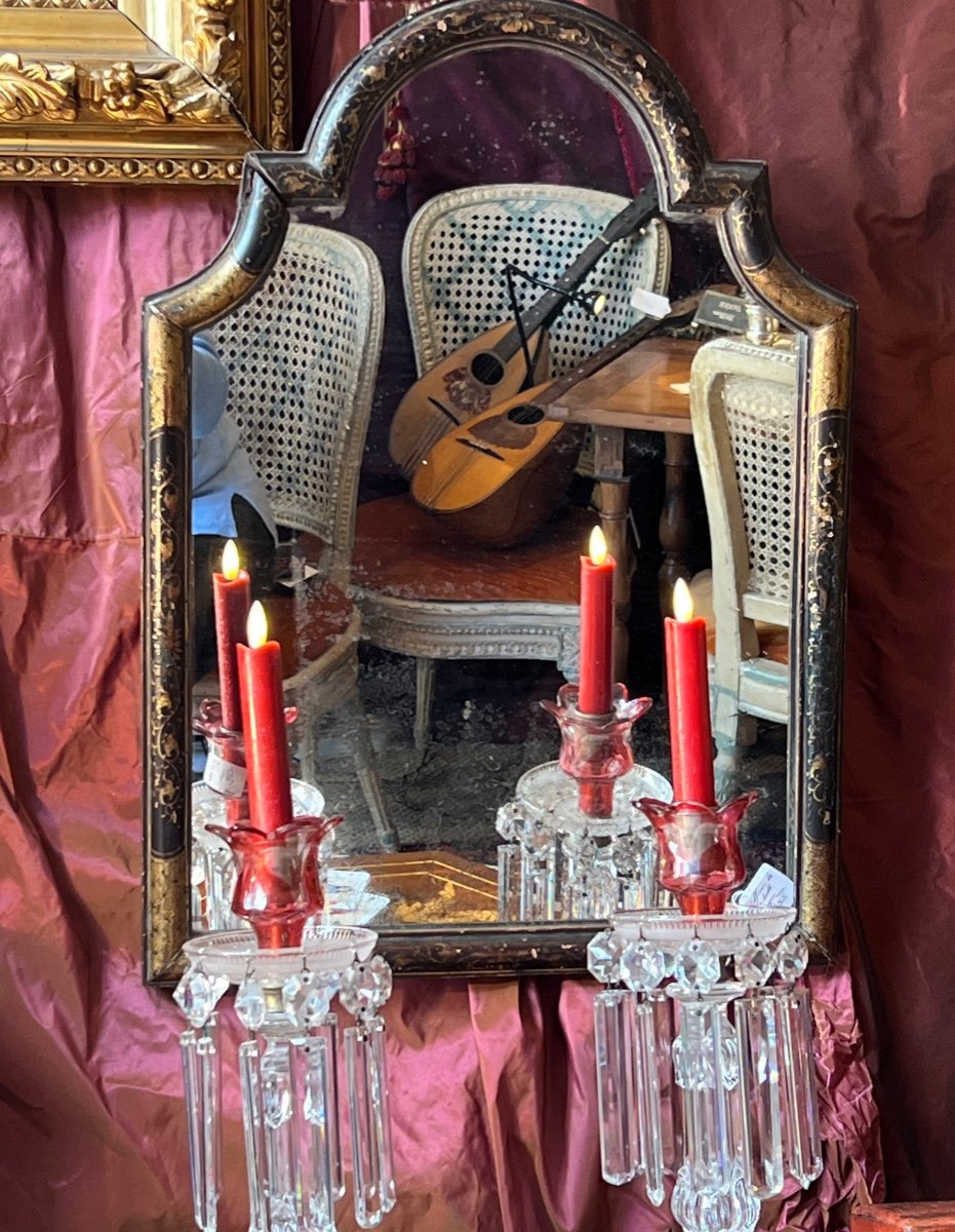 Louis XV Period Toilet Mirror, Lacquered And Gilded Eighteenth-photo-6