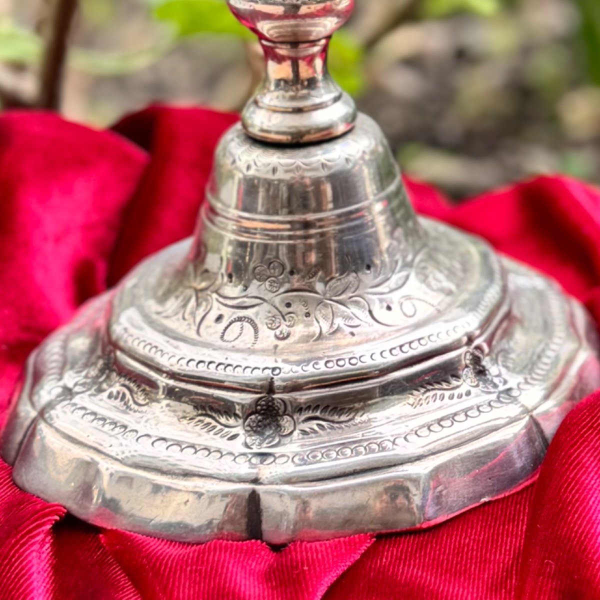 Rare Pair Of Silver Candlesticks, With Floral Carvings, 18th Century.-photo-3