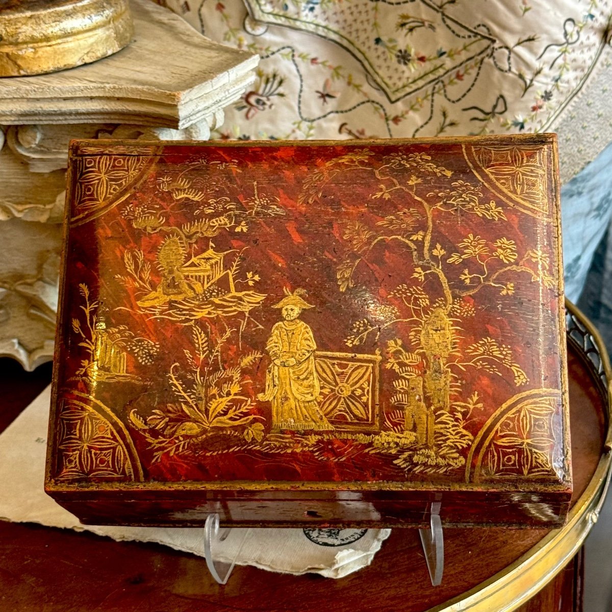 Coffret exceptionnel vernis Martin , époque Louis XV, XVIIIème. 