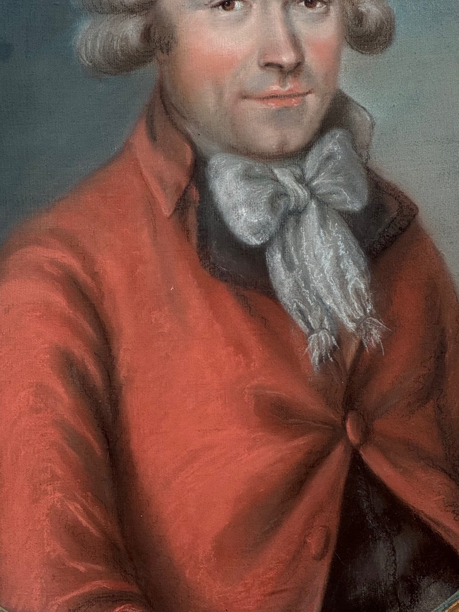 Grand pastel d’homme  XVIIIe, époque Louis XVI, très bon état.-photo-1