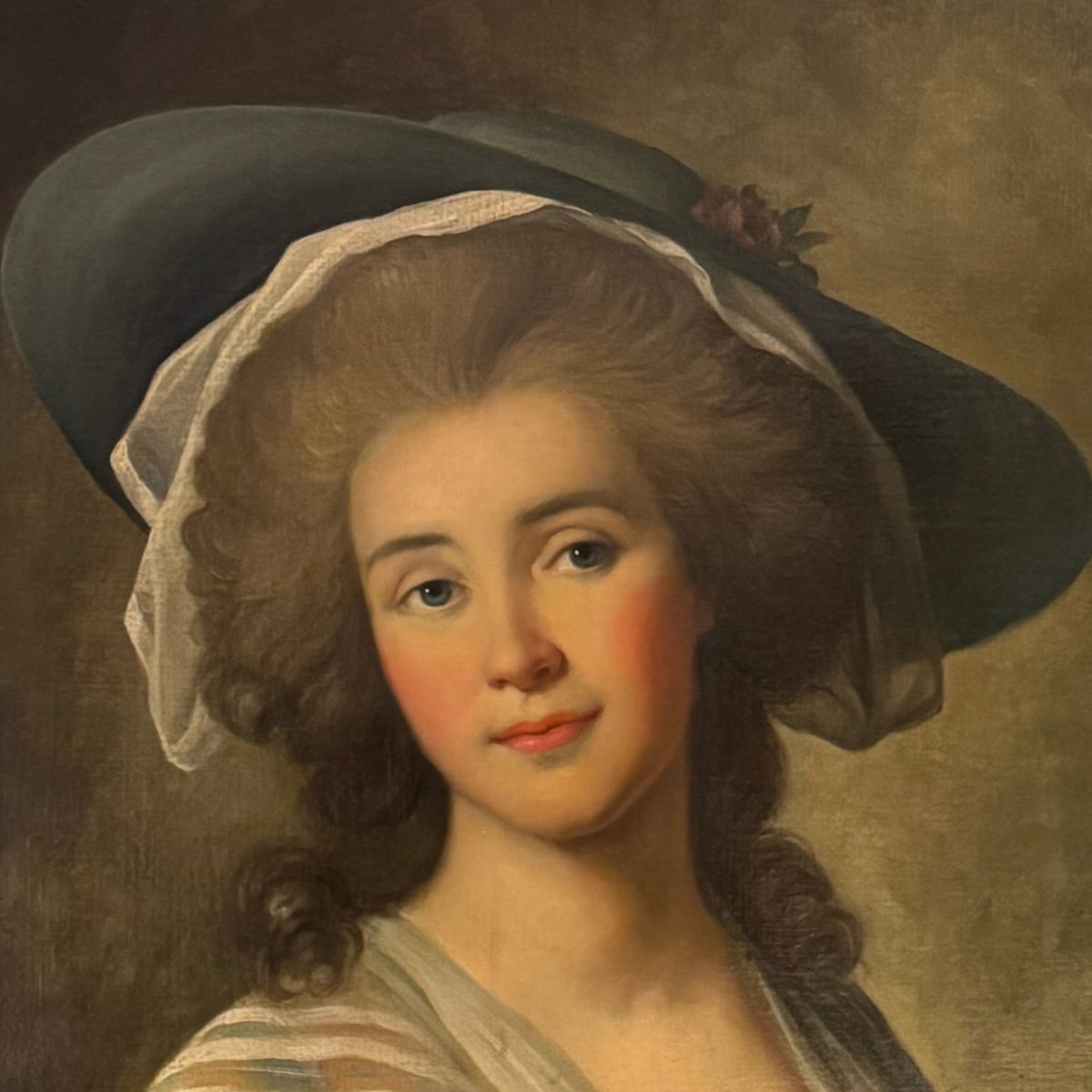 Beautiful Portrait Of An Elegant Young Woman Around 1780(follower Of Vigée Le Brun*) Early 19th-photo-3