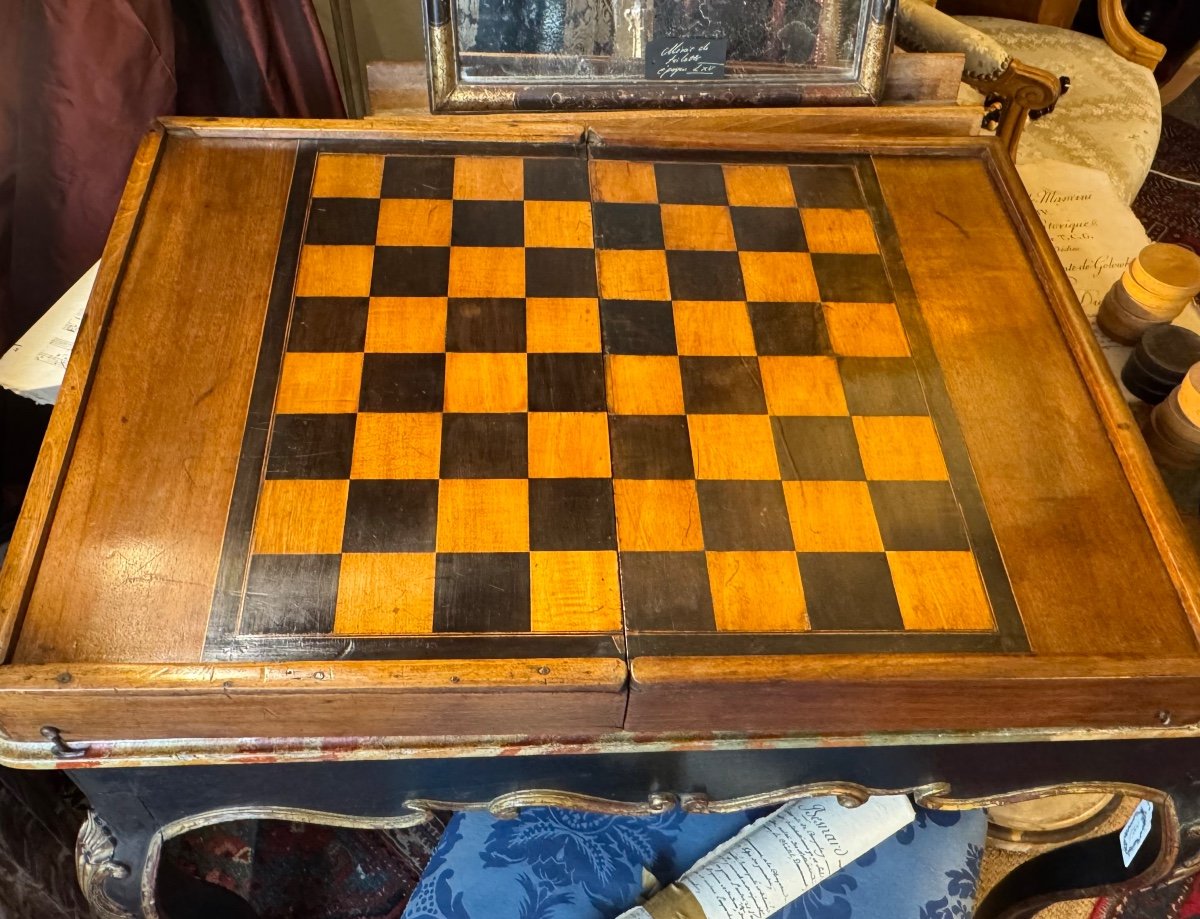 Large Box For Games, Chess, Tric-trac, Jacquet, Backgammon. Double Sided. 19th Century.-photo-2