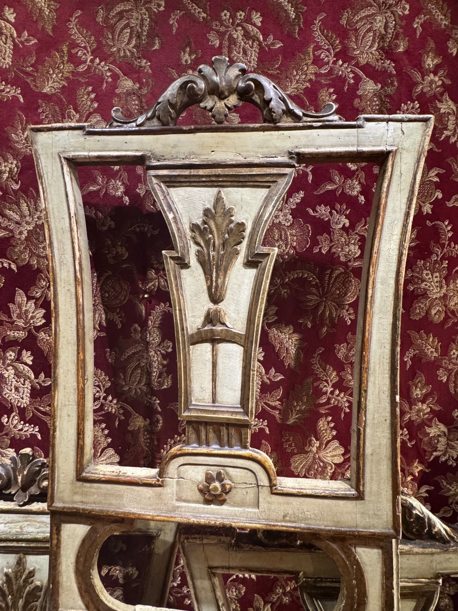 Set Of 6 Louis XVI Chairs, Frame Seats, Italy, Late 18th Century. -photo-3