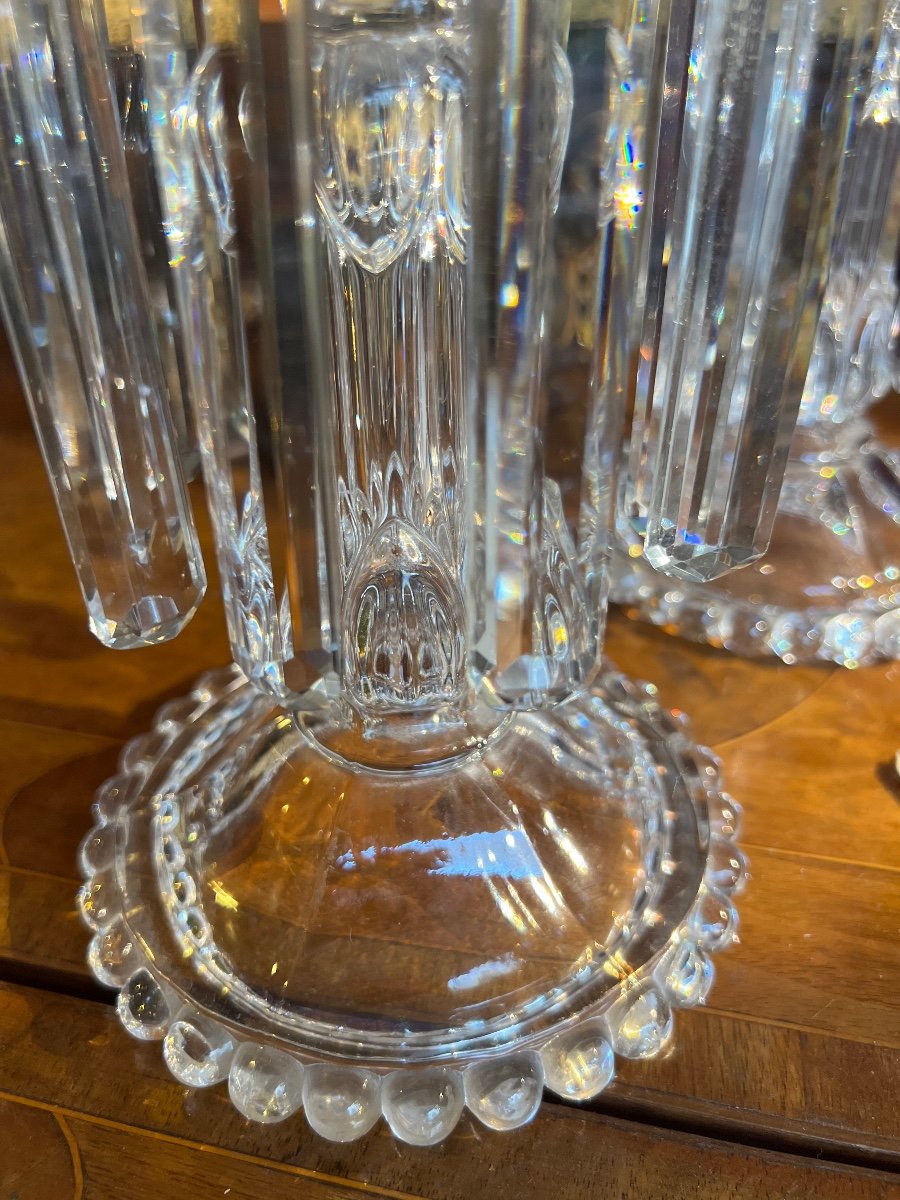 Élégantes girandoles de table, cristal de Baccarat,fin XIXe/XXe-photo-1