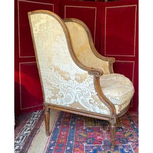18th Century Bergère Armchair With Wings, Louis XVI Period.