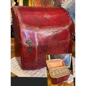 18th Century Cutlery Box In Red Morocco, Louis XV Period. 