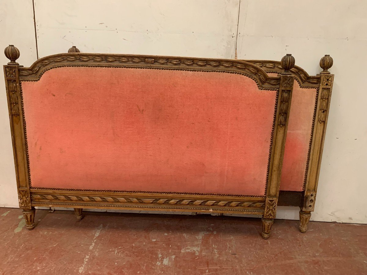 Louis XVI Style Bed In Patinated Beech XX Century-photo-1