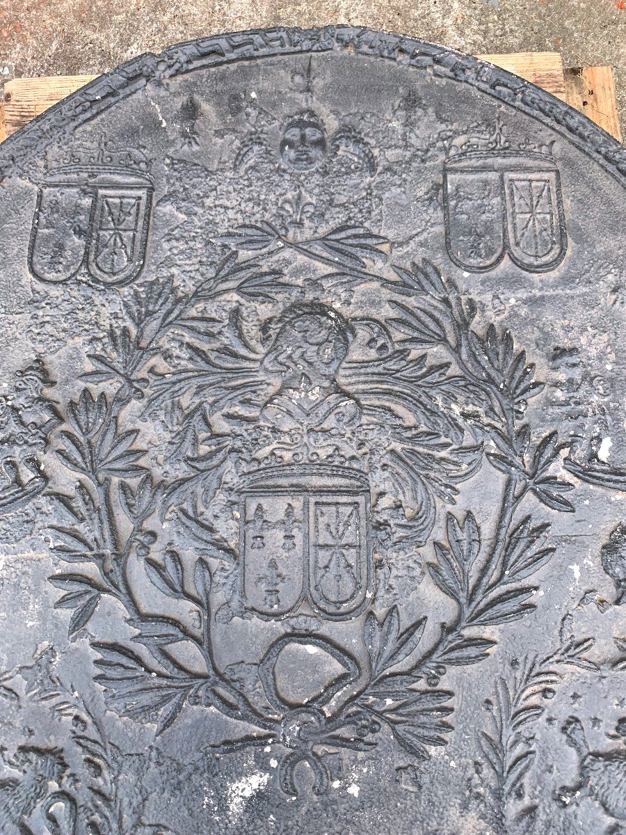 Plaque De Fond De Cheminée En Fonte XVIII Siècle-photo-2