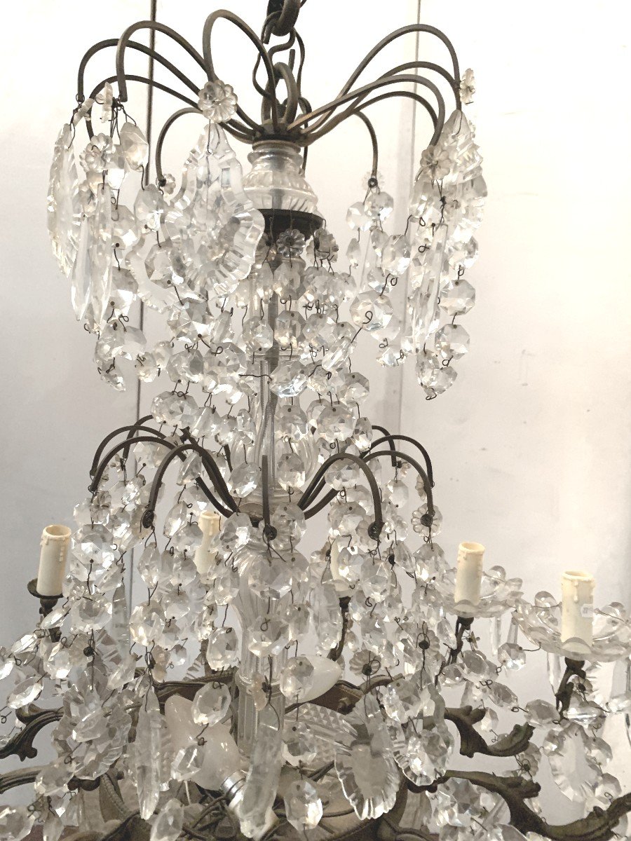Chandelier With Pampilles With Twelve Points Of Light XX Century-photo-2