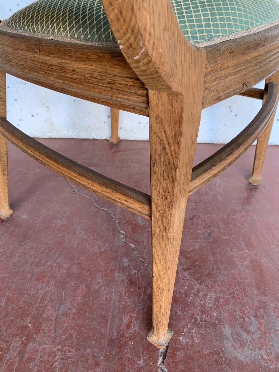 Art Deco Armchair In Solid Oak XX Century-photo-5