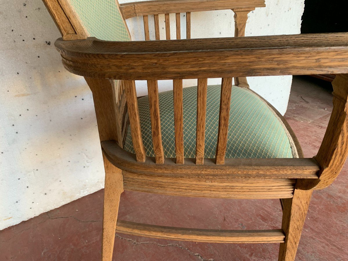 Art Deco Armchair In Solid Oak XX Century-photo-6