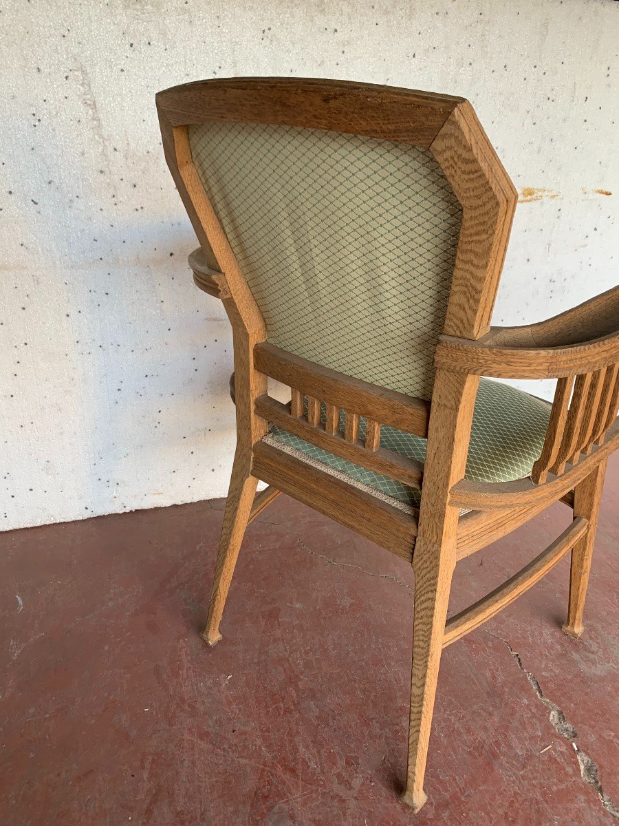 Art Deco Armchair In Solid Oak XX Century-photo-7