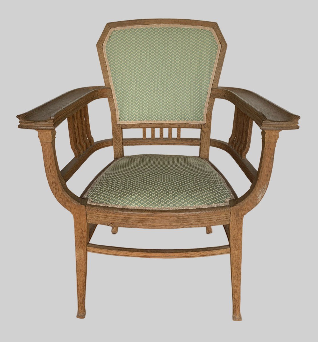 Art Deco Armchair In Solid Oak XX Century