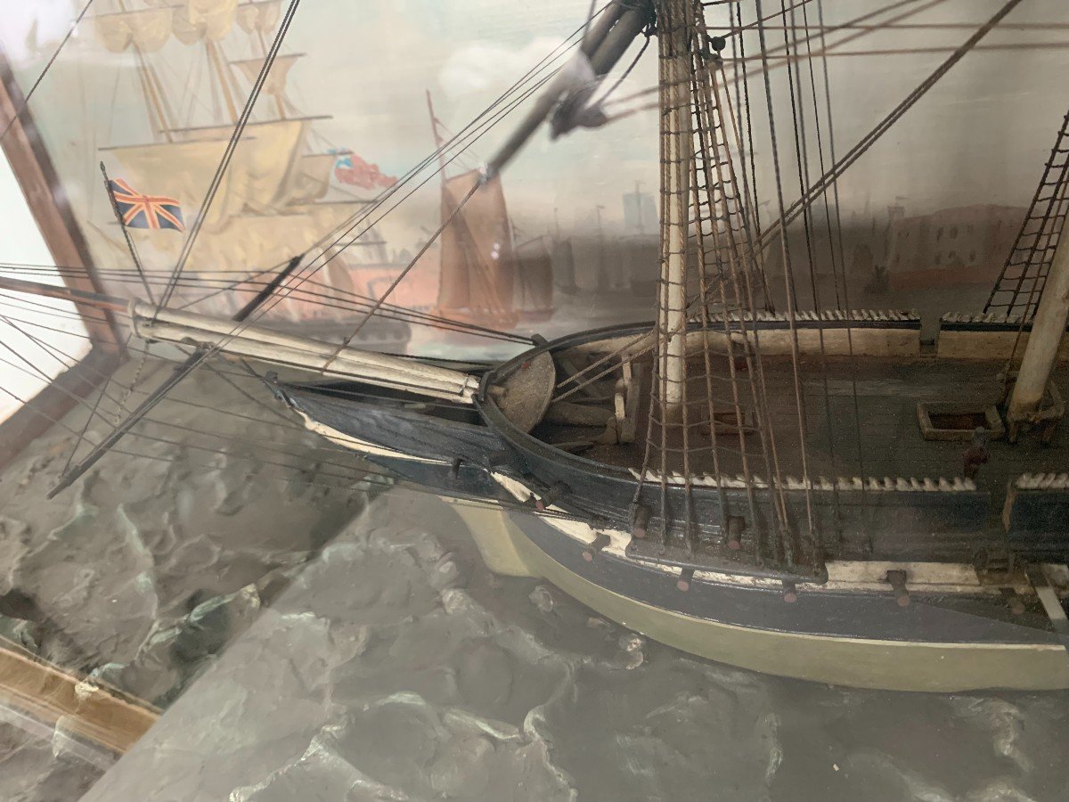 Old Model Of Sailing Boat With Three Masts In Its Showcase XIX Century-photo-5