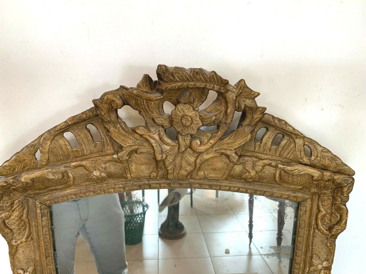 Louis XV Mirror In Golden Carved Wood Fireplace Trumeau XIX Century-photo-2