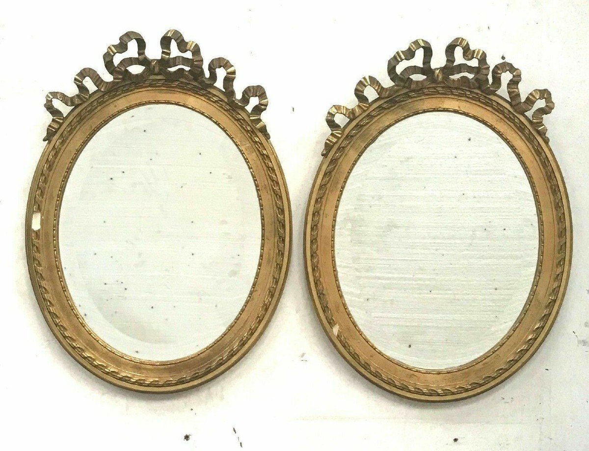 Miroirs De Style Louis XVI En Bois Et Stuc Dorés XX Siècle