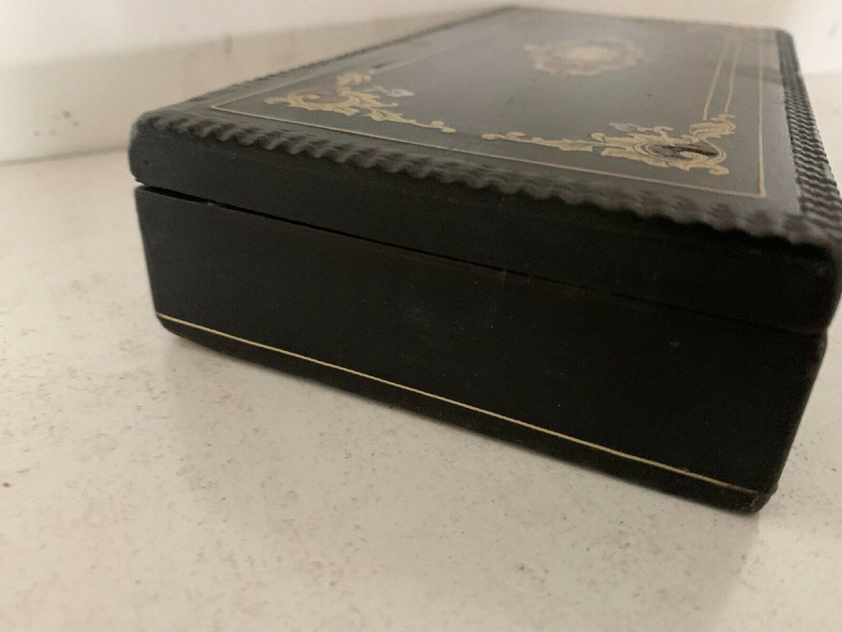 Napoleon III Box In Blackened Wood And Engraved Brass Marquetry-photo-3