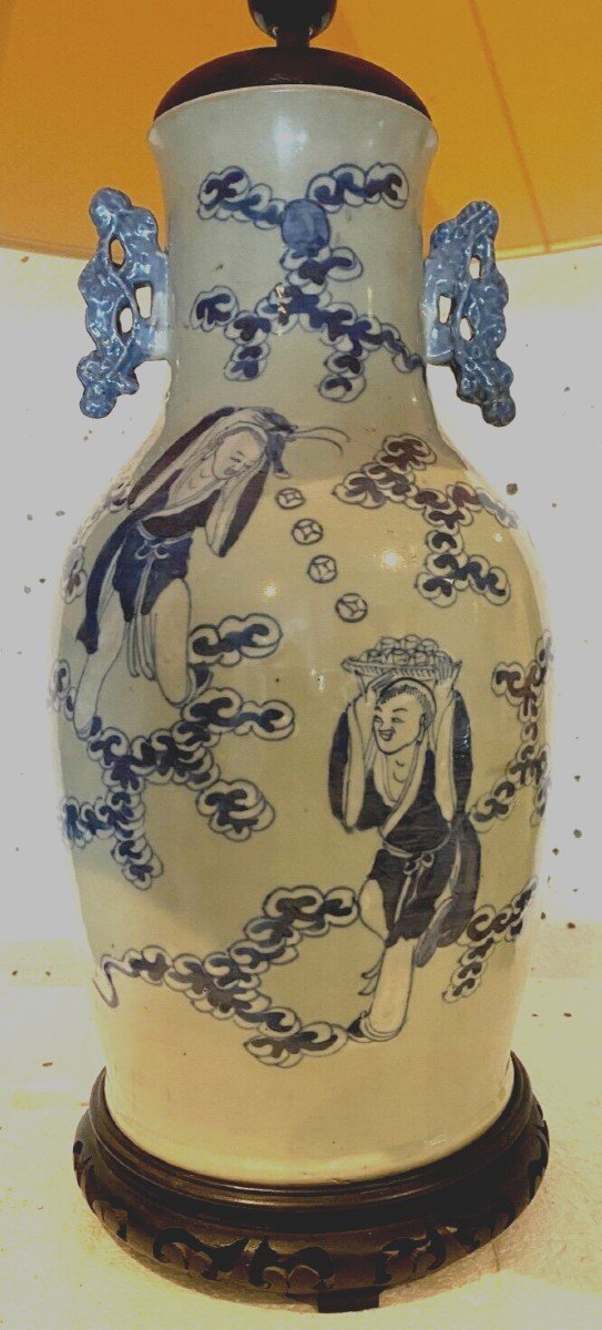 Vase Mounted As A Porcelain Lamp With Chinese Decor, 20th Century-photo-4